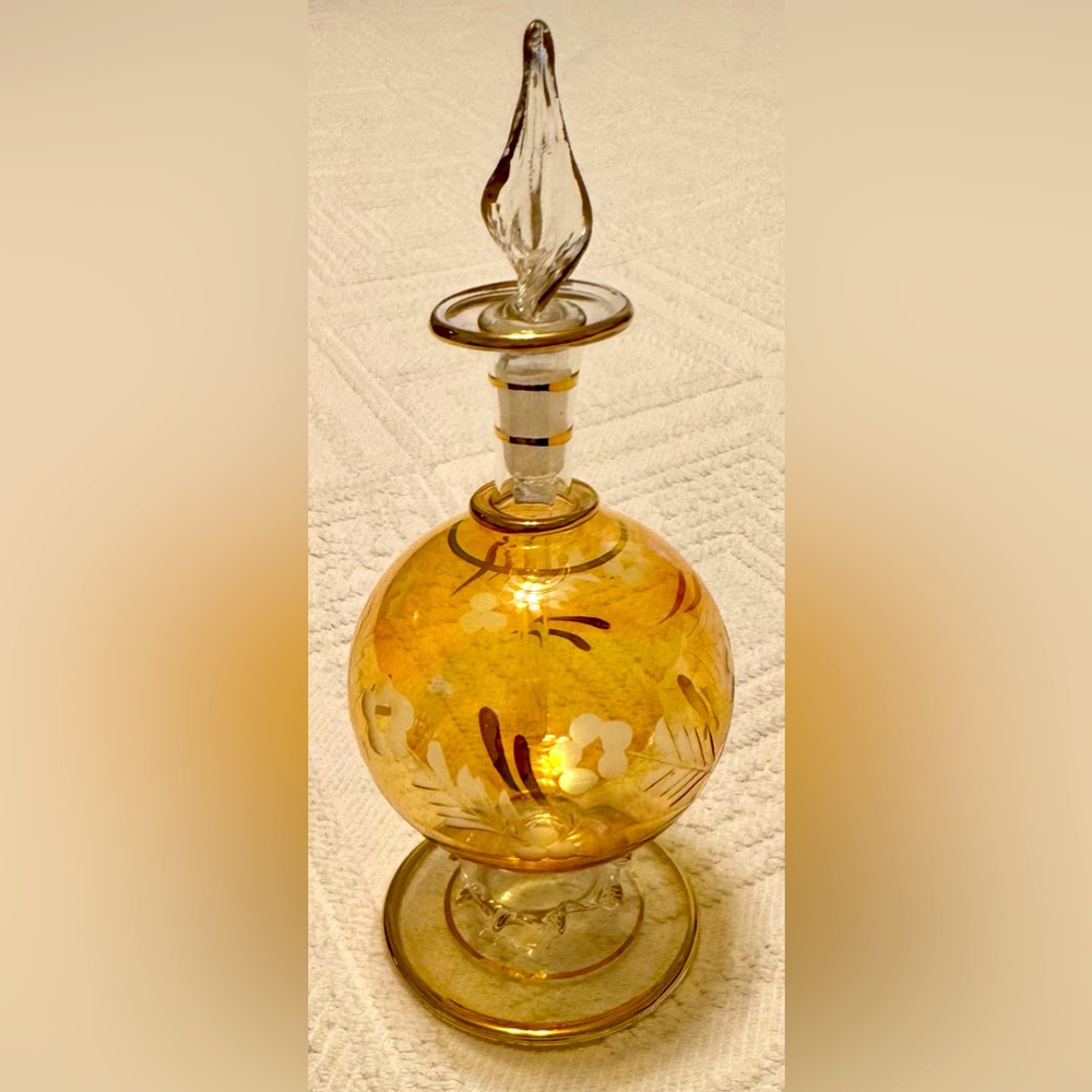 Vintage Egyptian perfume bottle decanter with wand. Perfect unused condition.
